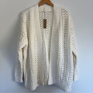 Hello Nite Revolve Morocco Chunky Chenille Knit Cardigan in Cream NWT Size: M
